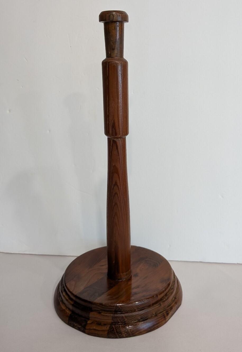 Vintage Solid California Redwood Paper Towel Holder Stand Handcrafted 1985